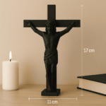 Crucifixo Jesus na Cruz 3D PLA Preto 17x11cm - Imagem 2