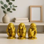Trio Macacos Sábios Dourados em PLA cada peça  7,3cm - Imagem 2