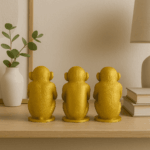 Trio Macacos Sábios Dourados em PLA cada peça  7,3cm - Imagem 3