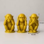 Trio Macacos Sábios Dourados em PLA cada peça  7,3cm - Imagem 6